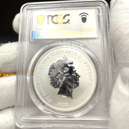 2022-P 1 oz Tuvaluan Silver Dollar $1 PCGS MS70 The Rising Sun - Black Flag (1 of 38)