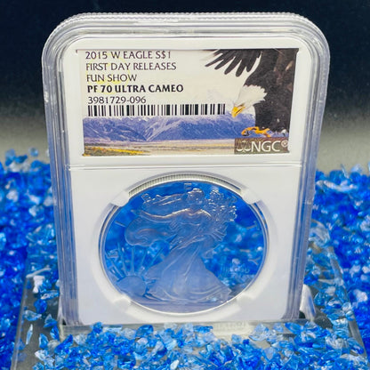 Proof 2015 (W) $1 American Silver Eagle NGC PF70 Fun Show Releases Eagle Mountain Label #372 (1 of 4,365)