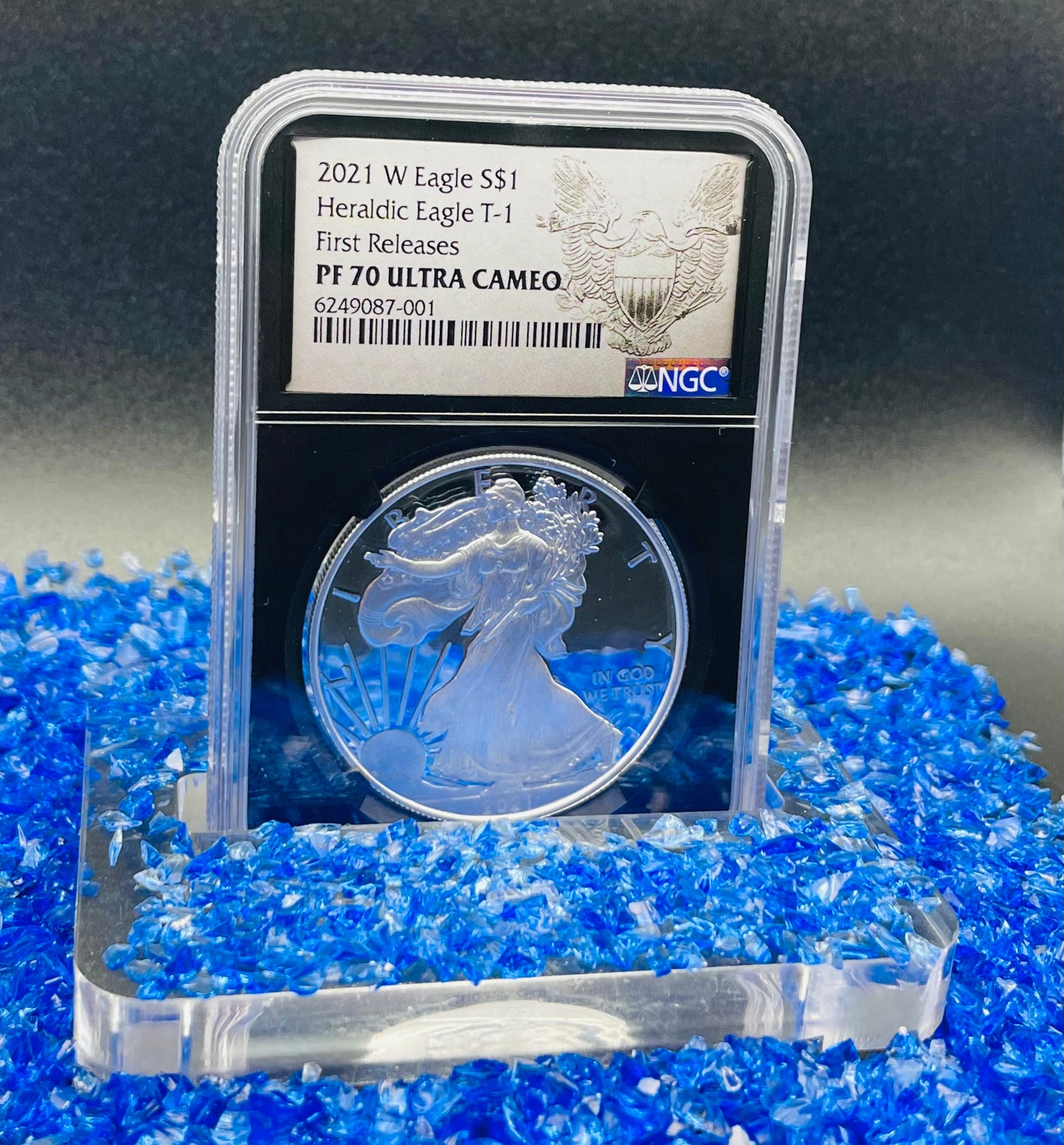 Proof 2021 (W) $1 American Silver Eagle NGC PF70 Type 1 First Releases Heraldic Eagle Label Black Core (1 of 6,854)