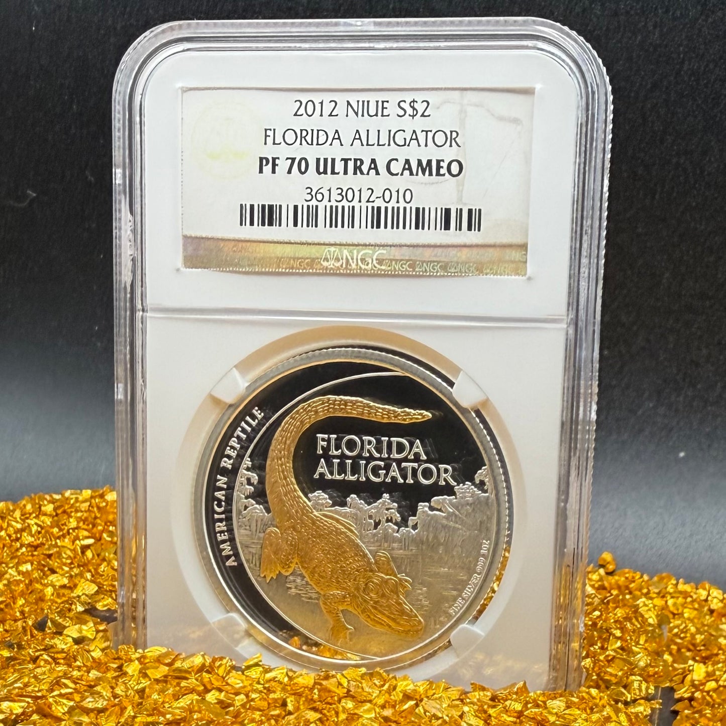 2012 Niue Silver Dollar $2 NGC PF70UC American Reptile Florida Alligator - 24K Gold (1 of 149)
