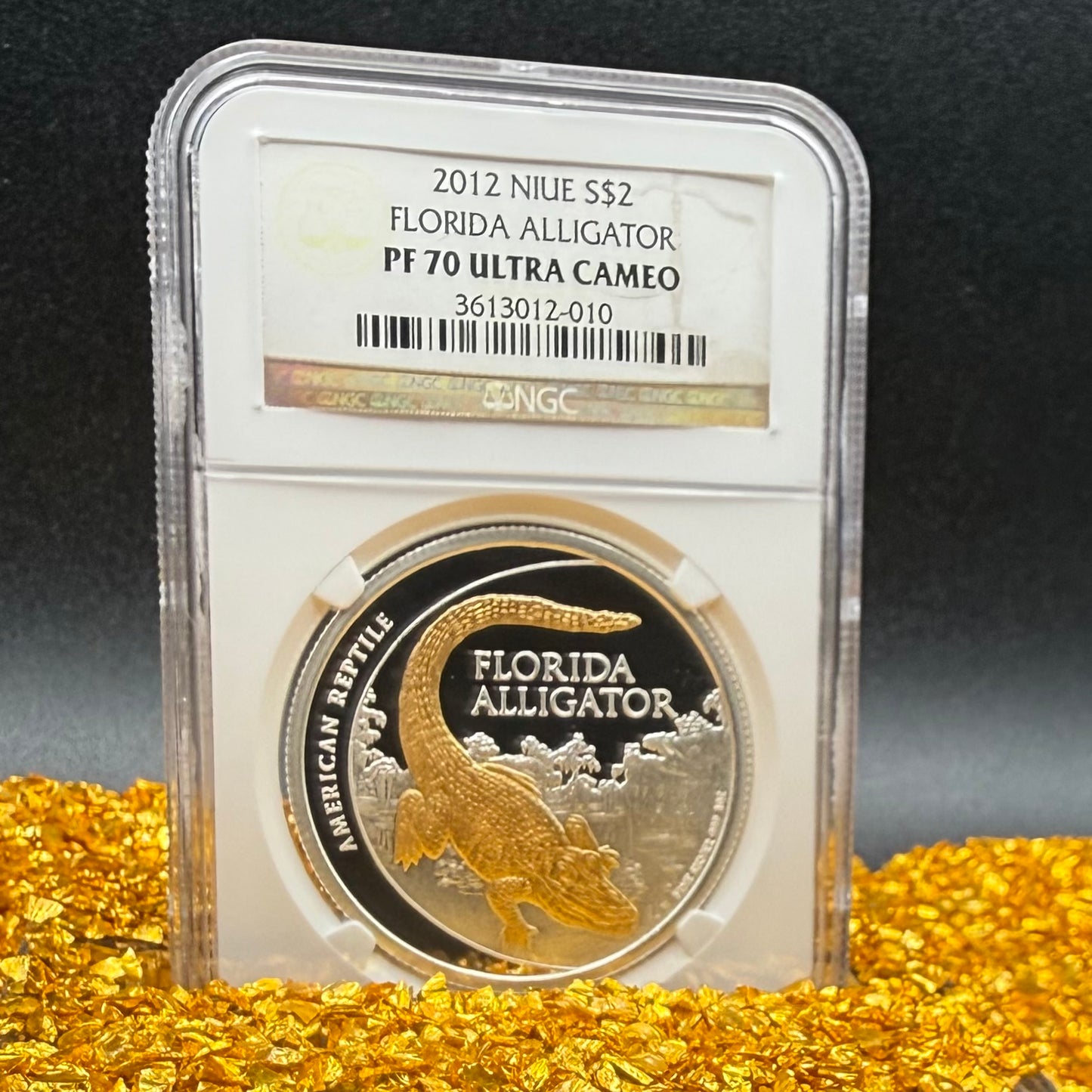 2012 Niue Silver Dollar $2 NGC PF70UC American Reptile Florida Alligator - 24K Gold (1 of 149)