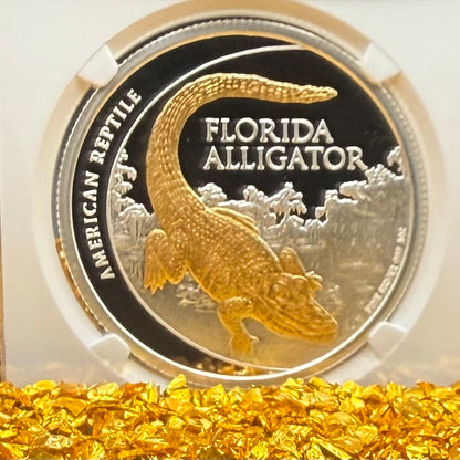 2012 Niue Silver Dollar $2 NGC PF70UC American Reptile Florida Alligator - 24K Gold (1 of 149)