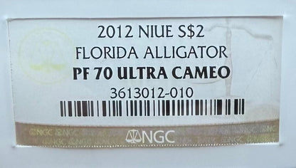 2012 Niue Silver Dollar $2 NGC PF70UC American Reptile Florida Alligator - 24K Gold (1 of 149)
