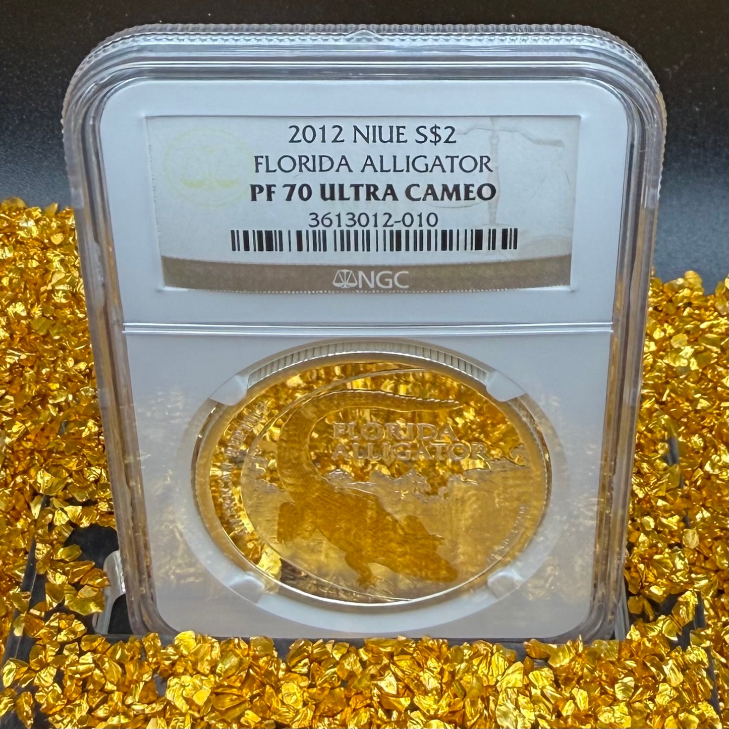 2012 Niue Silver Dollar $2 NGC PF70UC American Reptile Florida Alligator - 24K Gold (1 of 149)