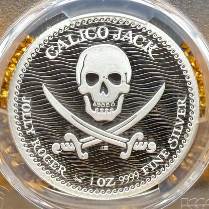 2023 1 oz Niue Silver Dollar $2 PCGS MS70 Skull & Crossbones, Pirate Calico Jack, Jolly Roger (1 of 19) Mint!