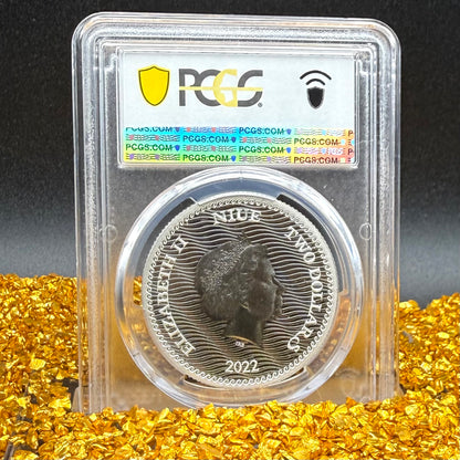 2023 1 oz Niue Silver Dollar $2 PCGS MS70 Skull & Crossbones, Pirate Calico Jack, Jolly Roger (1 of 19) Mint!