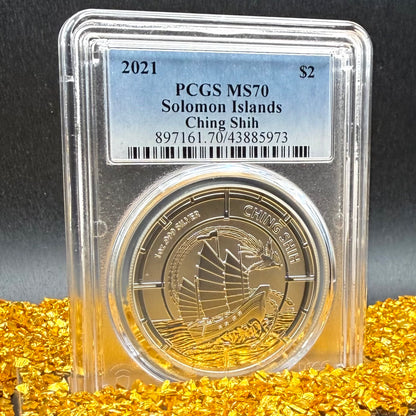 2021 1 oz Solomon Islands Silver Dollar $2 PCGS MS70 Pirate Ching Shih (1 of 6)
