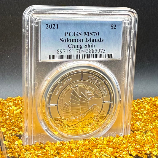 2021 1 oz Solomon Islands Silver Dollar $2 PCGS MS70 Pirate Ching Shih (1 of 6)