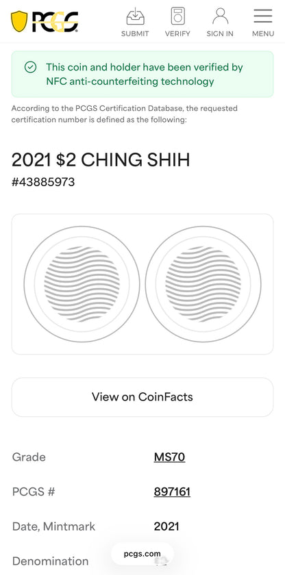 2021 1 oz Solomon Islands Silver Dollar $2 PCGS MS70 Pirate Ching Shih (1 of 6)