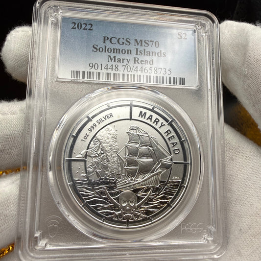 2022 1 oz Solomon Islands Silver Dollar $2 PCGS MS70 Pirate Mary Read (1 of 16)
