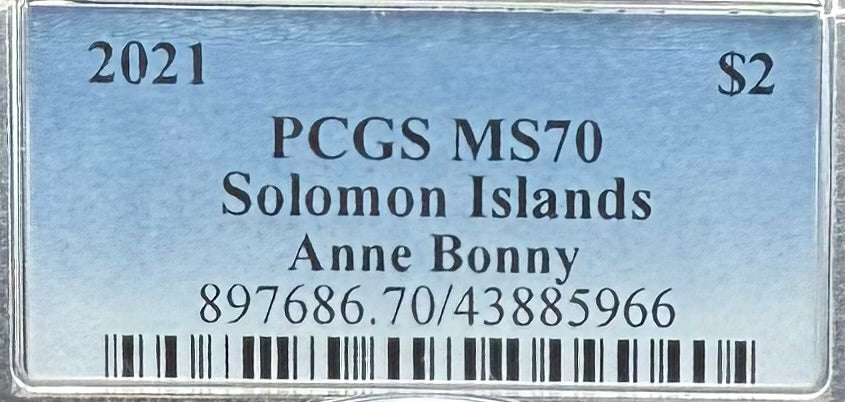 2021 1 oz Solomon Islands Silver Dollar $2 PCGS MS70 Pirate Anne Bonny (1 of 8) Mint!