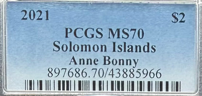 2021 1 oz Solomon Islands Silver Dollar $2 PCGS MS70 Pirate Anne Bonny (1 of 8) Mint!