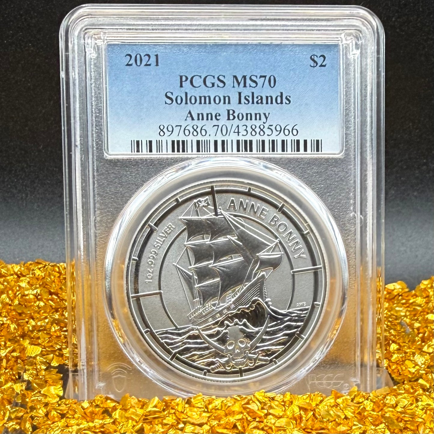 2021 1 oz Solomon Islands Silver Dollar $2 PCGS MS70 Pirate Anne Bonny (1 of 8) Mint!