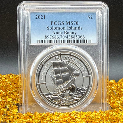 2021 1 oz Solomon Islands Silver Dollar $2 PCGS MS70 Pirate Anne Bonny (1 of 8) Mint!