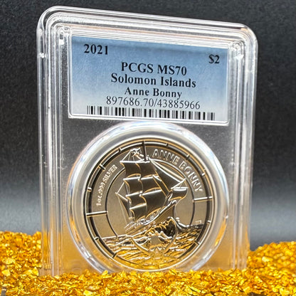 2021 1 oz Solomon Islands Silver Dollar $2 PCGS MS70 Pirate Anne Bonny (1 of 8) Mint!