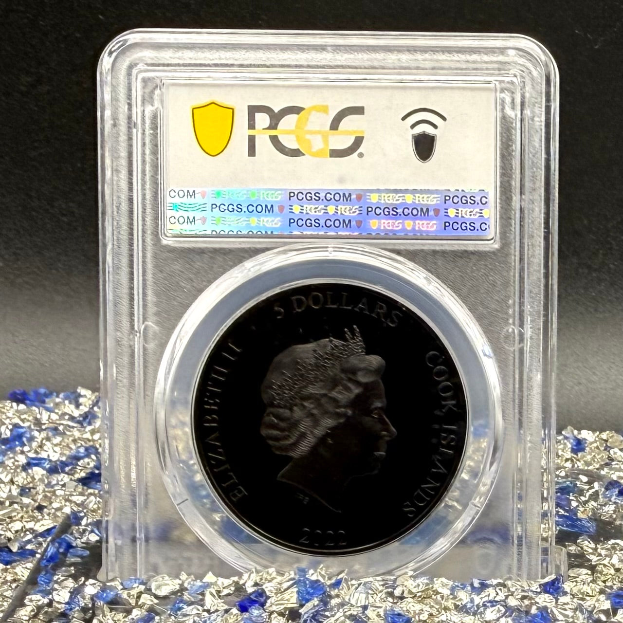 2022 1 oz $5 Cook Islands Silver Dollar PCGS PR70DCAM FDOI Iron Maiden Fear of the Dark Black Obsidian Finish (1 of 62)
