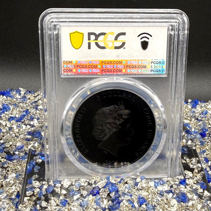 2022 1 oz $5 Cook Islands Silver Dollar PCGS PR70DCAM FDOI Iron Maiden Fear of the Dark Black Obsidian Finish (1 of 62)