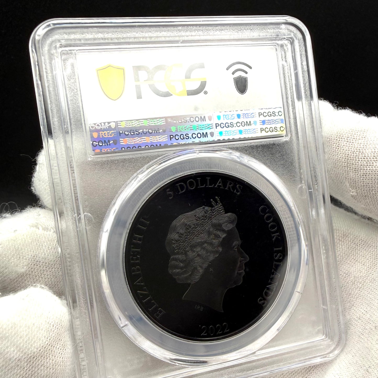 2022 1 oz $5 Cook Islands Silver Dollar PCGS PR70DCAM FDOI Iron Maiden Fear of the Dark Black Obsidian Finish (1 of 62)