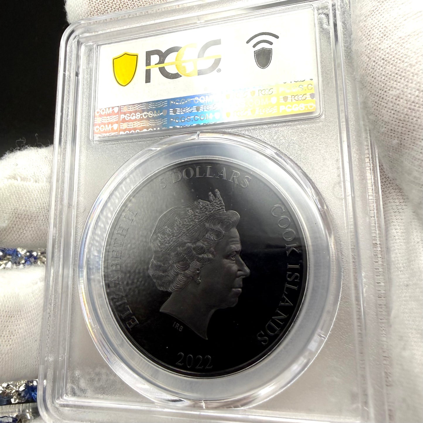 2022 1 oz $5 Cook Islands Silver Dollar PCGS PR70DCAM FDOI Iron Maiden Fear of the Dark Black Obsidian Finish (1 of 62)