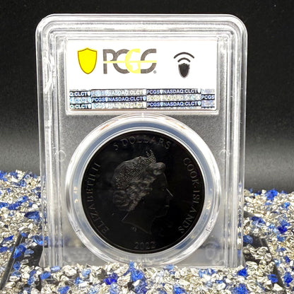 2022 1 oz $5 Cook Islands Silver Dollar PCGS PR70DCAM FDOI Iron Maiden 'The Number of the Beast'Black Obsidian Finish (1 of 249)