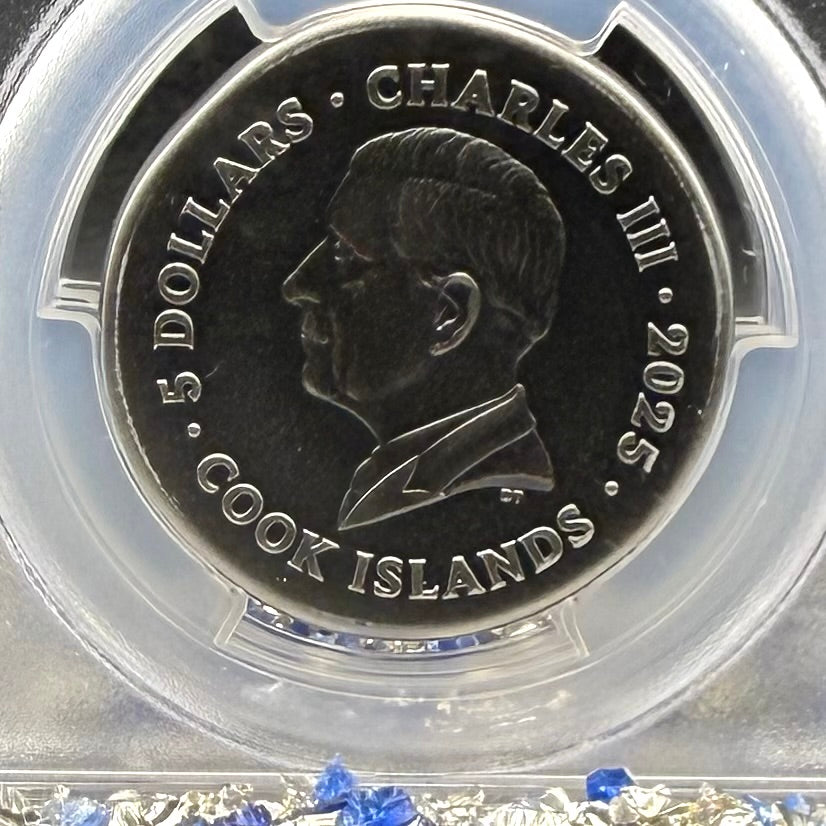 2025 1 oz $5 Cook Islands Silver Dollar PCGS FDOI SP70 Burnished Ultra High Relief Leon Antique Finish (1 of 50) Mint!