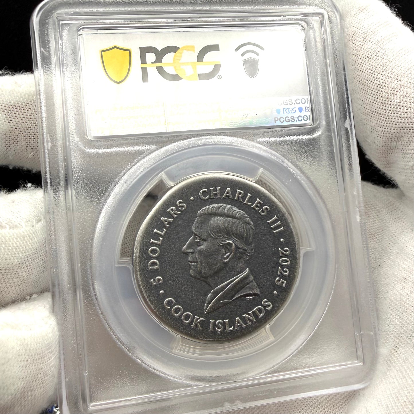 2025 1 oz $5 Cook Islands Silver Dollar PCGS FDOI SP70 Burnished Ultra High Relief Leon Antique Finish (1 of 50) Mint!