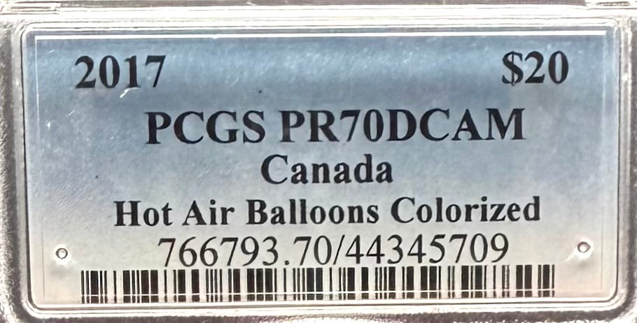 2017 $20 Canada Silver Dollar PCGS PR70DCAM Hot Air Balloons Colorized (1 of 2)