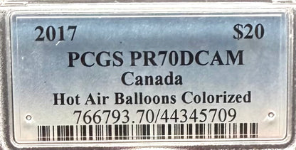 2017 $20 Canada Silver Dollar PCGS PR70DCAM Hot Air Balloons Colorized (1 of 2)