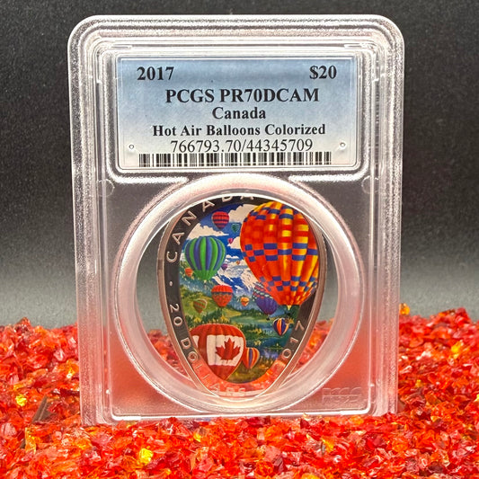 2017 $20 Canada Silver Dollar PCGS PR70DCAM Hot Air Balloons Colorized (1 of 2)