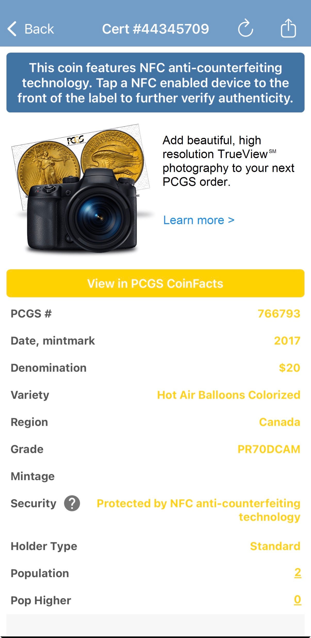 2017 $20 Canada Silver Dollar PCGS PR70DCAM Hot Air Balloons Colorized (1 of 2)