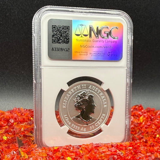 2023 P Silver 50C Australia Lunar Series III Year of the Rabbit Colorized Brown NGC MS70 Red Lunar Label New Holder Mint Condition (1 of 97)