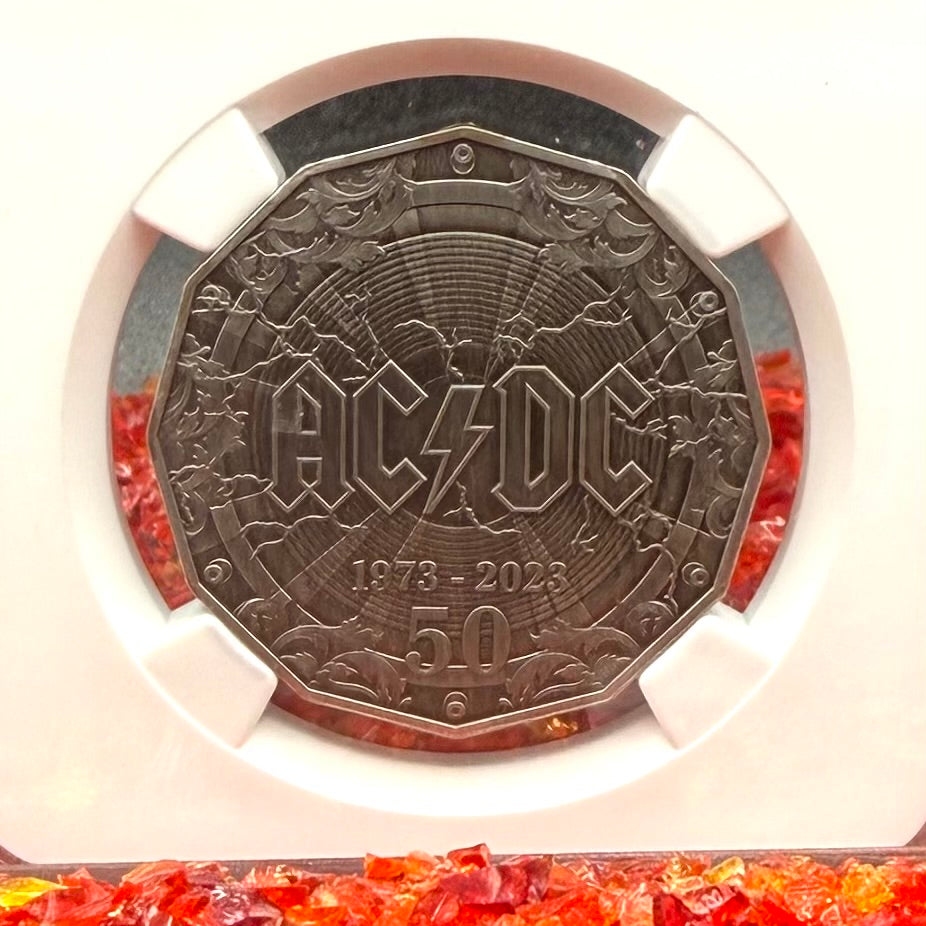 2023 S50C Australia Silver Dollar NGC MS70 AC/DC 50th Anniversary Antique Finish (1 of 21)