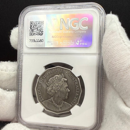 2023 S50C Australia Silver Dollar NGC MS70 AC/DC 50th Anniversary Antique Finish (1 of 21)