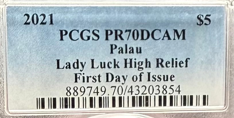 2021 1 oz Palau Silver Dollar $5 PCGS FDOI PR70DCAM Lady Bug Lady Luck High Relief Colorized (1 of 173)