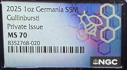 2025 1 oz .9999 Silver Private Issue NGC MS70 Germania Gullinbursti Purple Holder Mint!