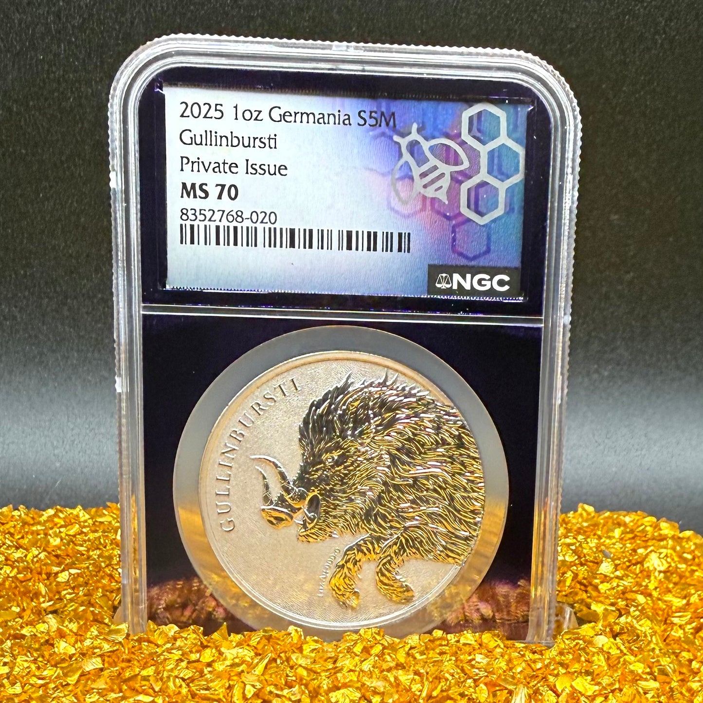 2025 1 oz .9999 Silver Private Issue NGC MS70 Germania Gullinbursti Purple Holder Mint!