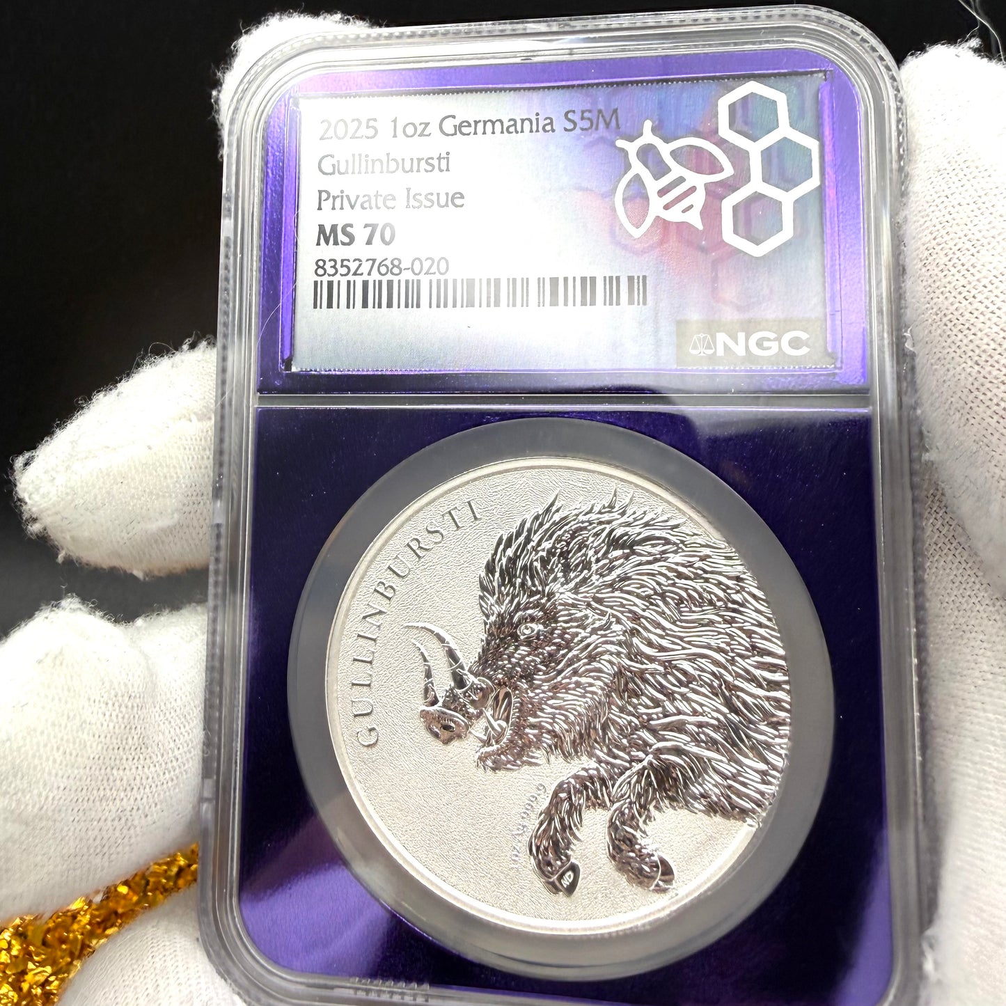 2025 1 oz .9999 Silver Private Issue NGC MS70 Germania Gullinbursti Purple Holder Mint!