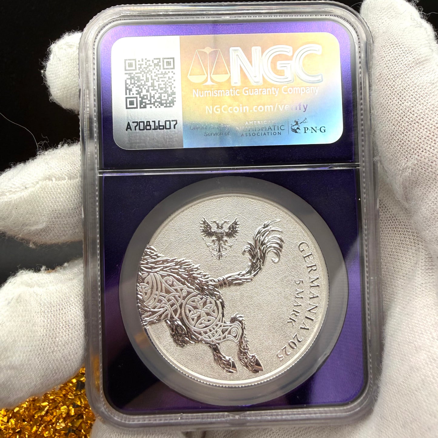 2025 1 oz .9999 Silver Private Issue NGC MS70 Germania Gullinbursti Purple Holder Mint!