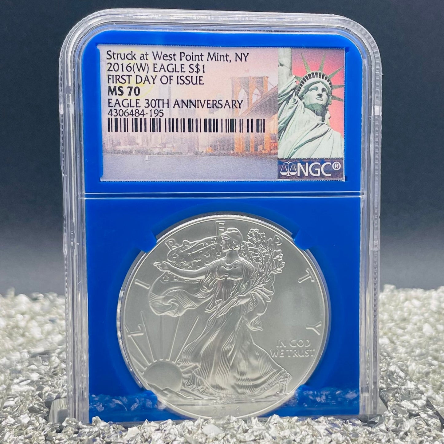 2016 (W) $1 American Silver Eagle NGC MS70 First Day of Issue Blue Core (Rare 1 of 3,054)