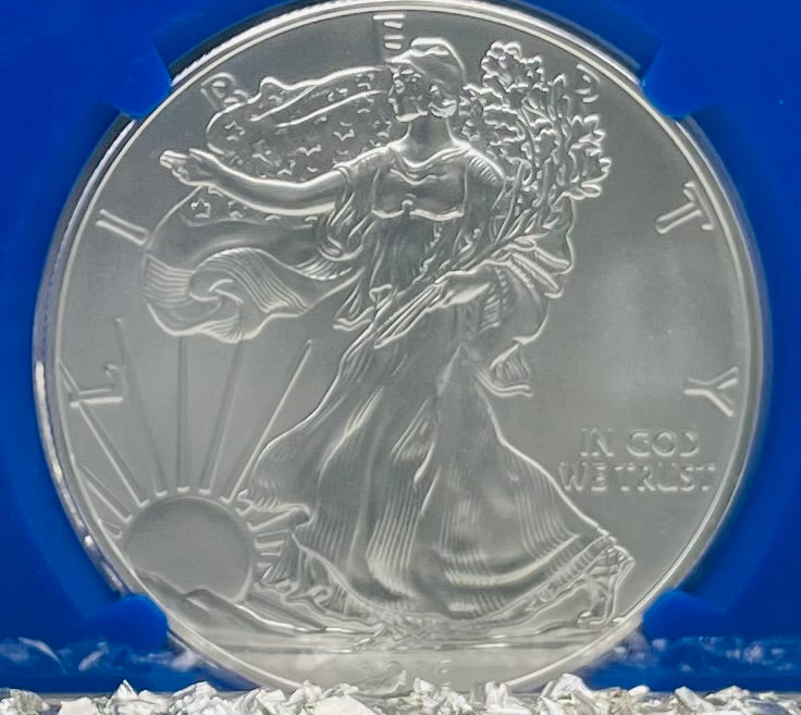 2016 (W) $1 American Silver Eagle NGC MS70 First Day of Issue Blue Core (Rare 1 of 3,054)