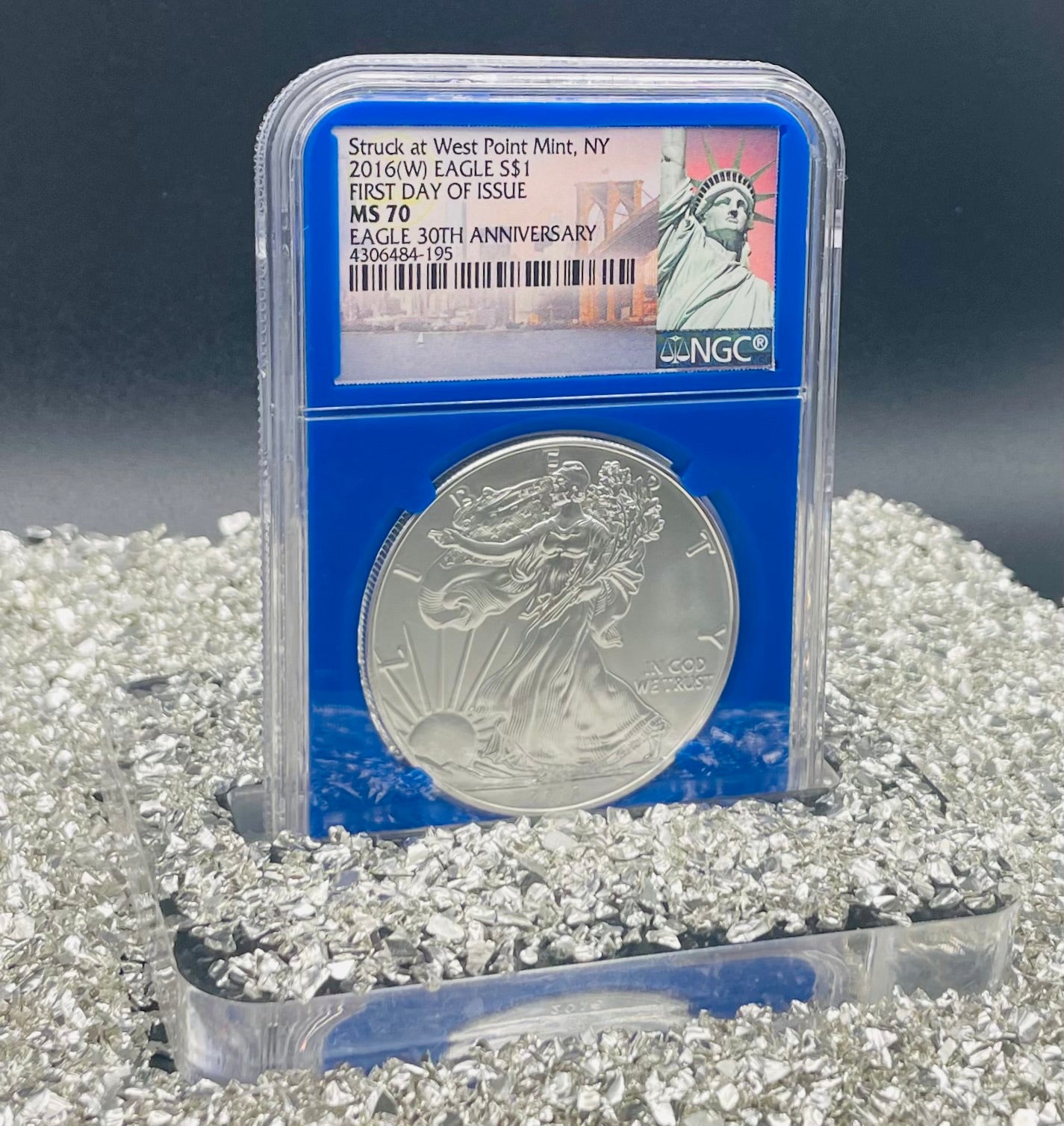 2016 (W) $1 American Silver Eagle NGC MS70 First Day of Issue Blue Core (Rare 1 of 3,054)