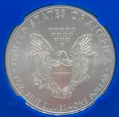 2016 (W) $1 American Silver Eagle NGC MS70 First Day of Issue Blue Core (Rare 1 of 3,054)