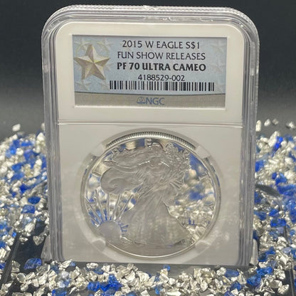 Proof 2015 (W) $1 American Silver Eagle NGC PF70 Fun Show Releases West Point Silver Star Label Mint Condition (1 of 4,365)