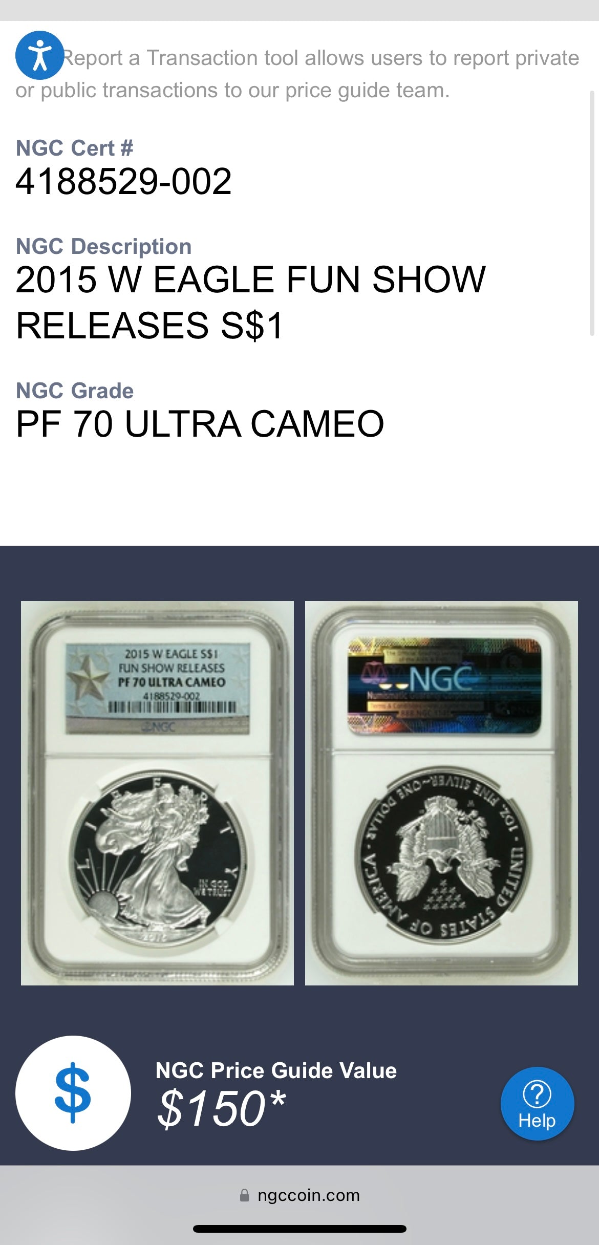 Proof 2015 (W) $1 American Silver Eagle NGC PF70 Fun Show Releases West Point Silver Star Label Mint Condition (1 of 4,365)