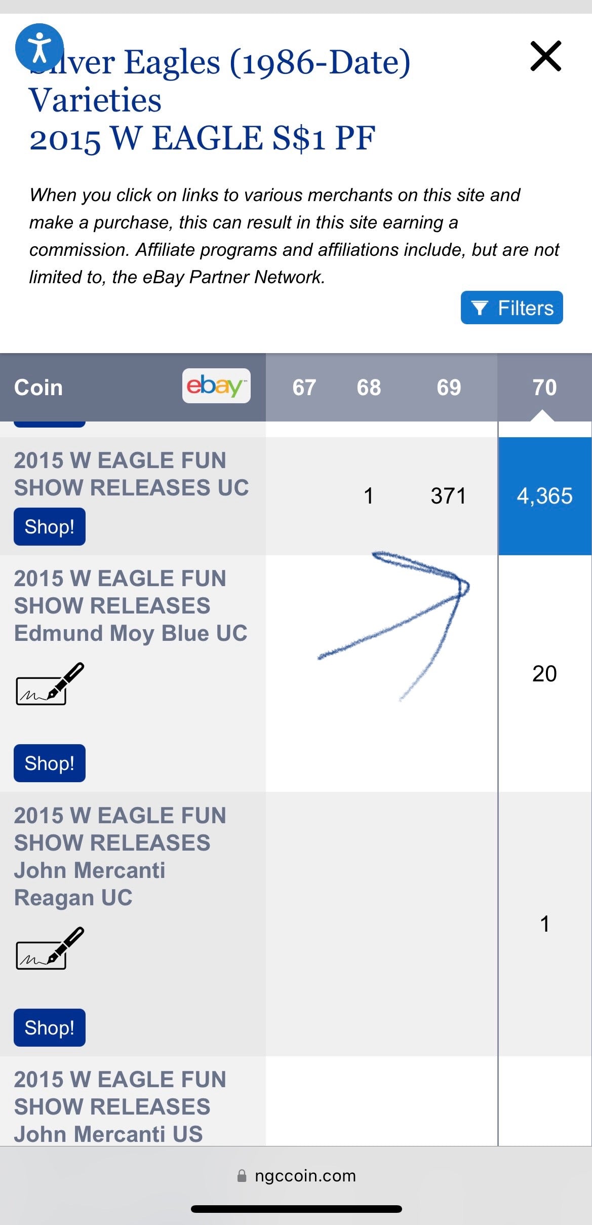 Proof 2015 (W) $1 American Silver Eagle NGC PF70 Fun Show Releases West Point Silver Star Label Mint Condition (1 of 4,365)