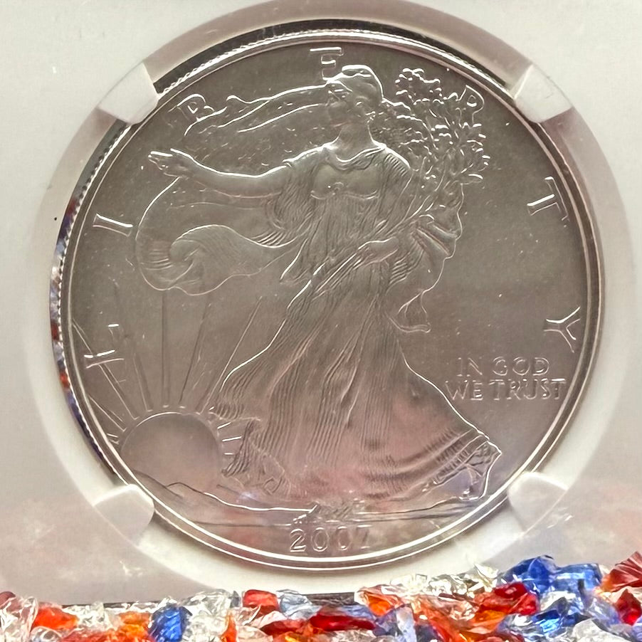 2007 Burnished $1 American Silver Eagle NGC MS70 Mike Castle Signed Label 1 of 544 Mint