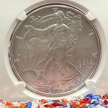 2007 Burnished $1 American Silver Eagle NGC MS70 Mike Castle Signed Label 1 of 544 Mint