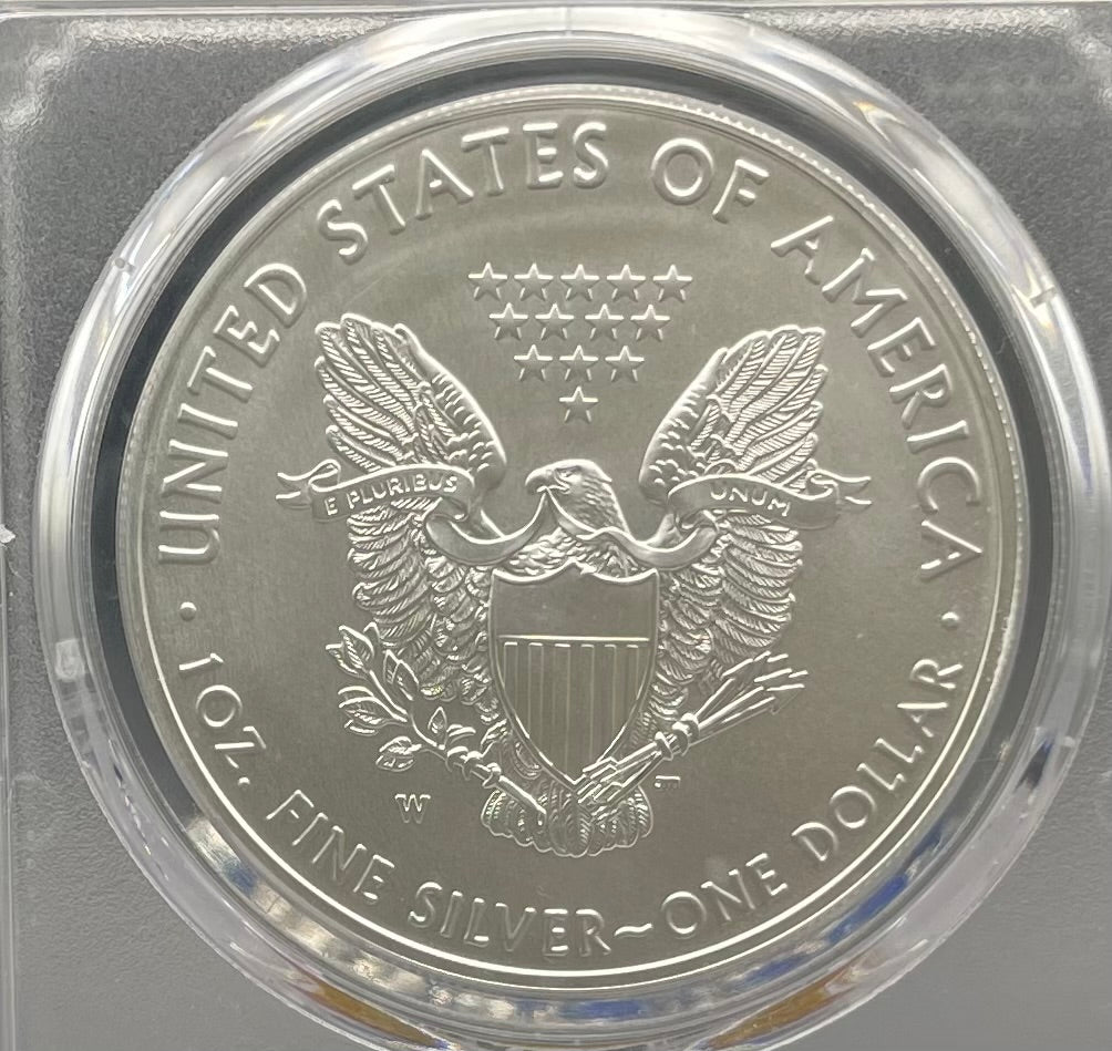 Burnished 2017 (W) $1 American Silver Eagle PCGS SP70 Blue West Point Label Mint Condition (1 of 18,796)