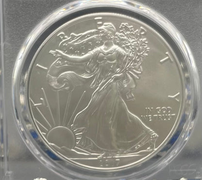 Burnished 2017 (W) $1 American Silver Eagle PCGS SP70 Blue West Point Label Mint Condition (1 of 18,796)