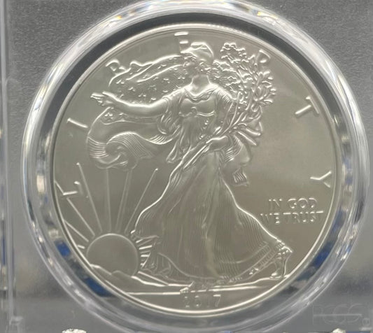 Burnished 2017 (W) $1 American Silver Eagle PCGS SP70 Blue West Point Label Mint Condition (1 of 18,796)